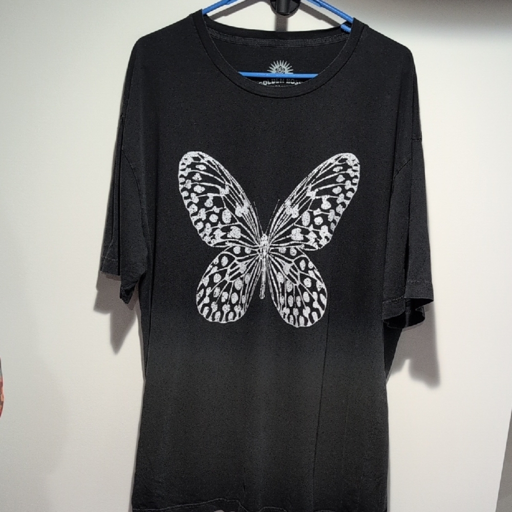 Black Graphic Butterfly Tee